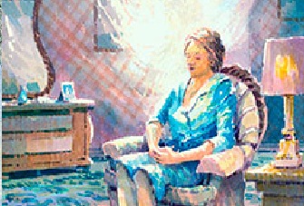 Woman contemplating in a chair